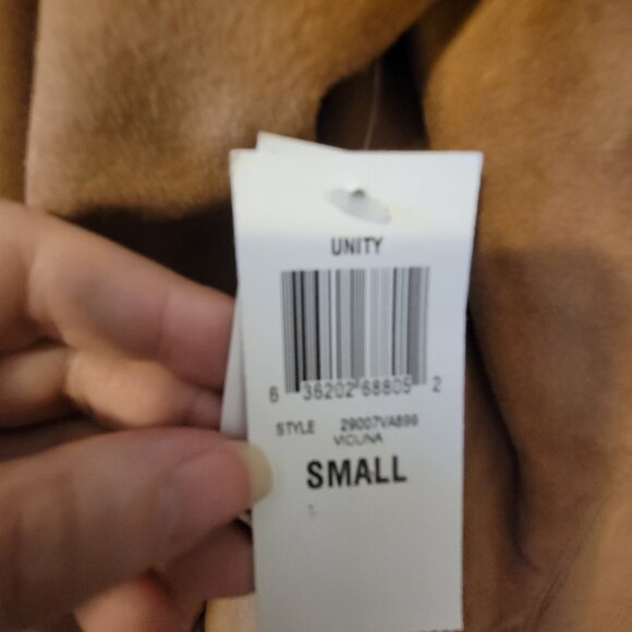 Women’s Tan Suede Boho Western Fringe International Concepts Jacket Size S NWT - Picture 10 of 11